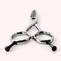 Aura 6030 Lefty Japanese handmade hair shear – end-on view