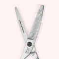 Aura 6030 Lefty Japanese handmade hair shear – close-up of open blades