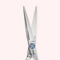 Chris Jones Signature 5.75 Japanese handmade hair shear – close-up of open blades