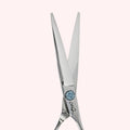 Chris Jones Signature 6.25 Japanese handmade hair shear – close-up of open blades and pivot