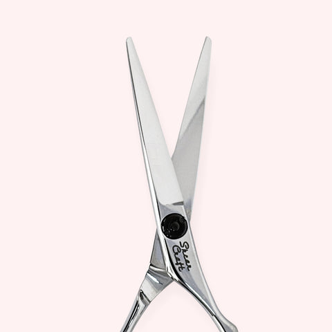 Eclipse 5.0 Japanese handmade hair shear – close-up of open blades and pivot