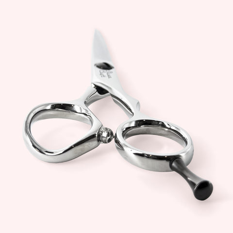 Eclipse 6" Japanese handmade hair shear – end-on view of finger rings