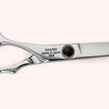 Eclipse 6" lefty Japanese handmade hair shear – close-up of back engraving