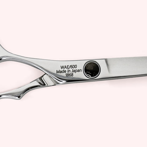 Eclipse 6" lefty Japanese handmade hair shear – close-up of back engraving
