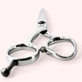 Eclipse 6" lefty Japanese handmade hair shear – end-on view of finger rings