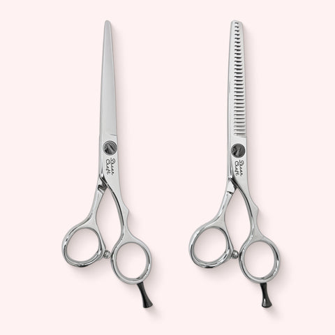 Eclipse 6.0" Soft Shear Set – Japanese handmade Eclipse 6" hair shear and TH-30 6" thinning shear side by side