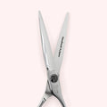 Genesis 5.75 Japanese handmade hair shear – close-up of open blades