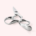 Genesis 6.25" Japanese handmade hair shear – end-on view of finger rings