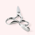Genesis 6.75" Japanese handmade hair shear – end-on view of finger rings