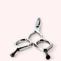 Lyra 6.5" Japanese handmade hair shear – end-on view of finger rings