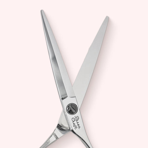 Orbit 6" Japanese handmade hair shear – open front blade close-up