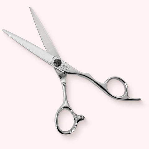 Stella 5.5 Japanese handmade hair shear – open, front view